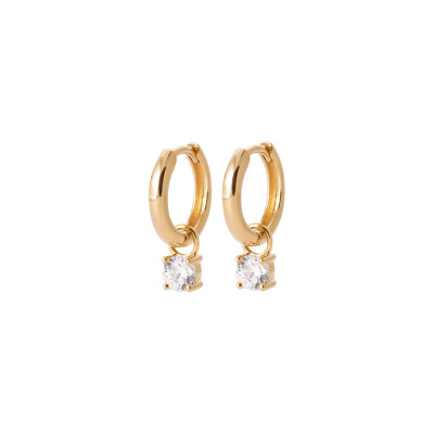 Boucles d'oreille pendantes créoles en plaqué or et oxydes de zirconium