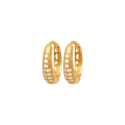 Boucles d'oreilles créoles en plaqué or et oxydes de zirconium