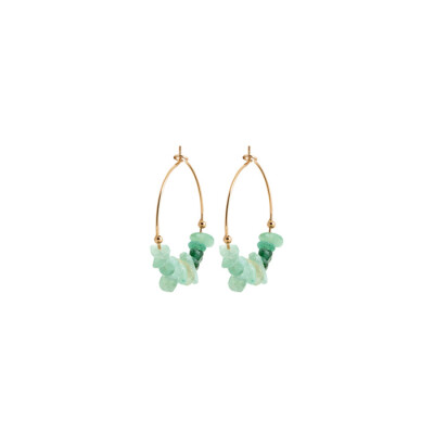 Boucles d'oreilles créoles en plaqué or et quartzites verts