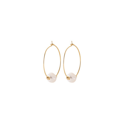 Boucles d'oreilles créoles en plaqué or et perles de culture