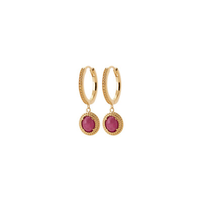 Boucles d'oreilles créoles en plaqué or et rhodonites