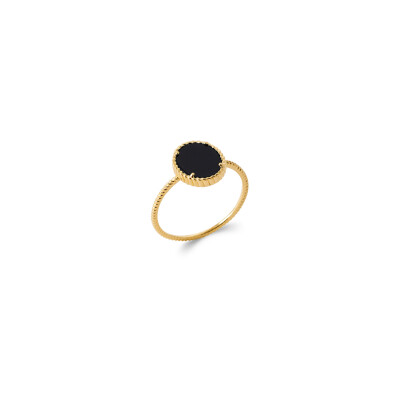 Bague en plaqué or et agate noire