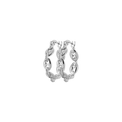 Boucles d'oreilles créoles en argent rhodié