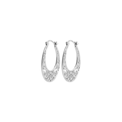 Boucles d'oreilles créoles en argent rhodié