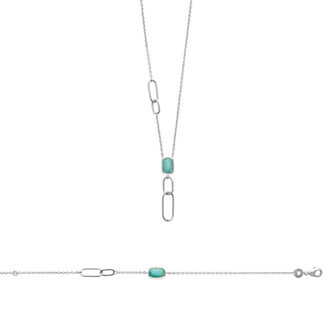 Bracelet en argent rhodié et amazonite, 18cm