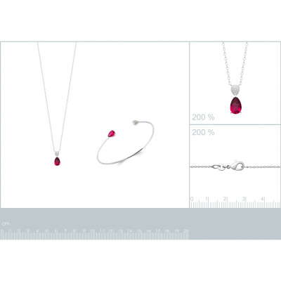 Bracelet jonc en argent rhodié, oxydes de zirconium et pierre synthétique