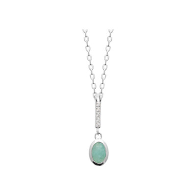 Collier en argent rhodié et amazonite, 45cm