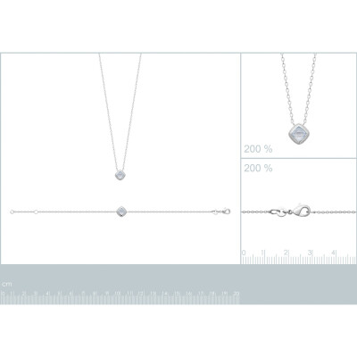 Bracelet en argent rhodié et pierre synthétique, 18cm