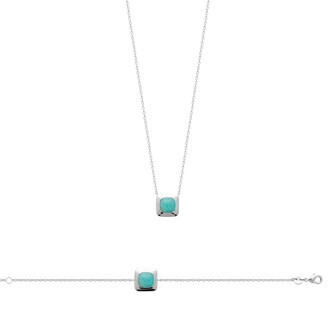 Bracelet en argent rhodié et amazonite, 18cm