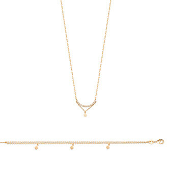 Collier en plaqué or et oxyde de zirconium, 45cm