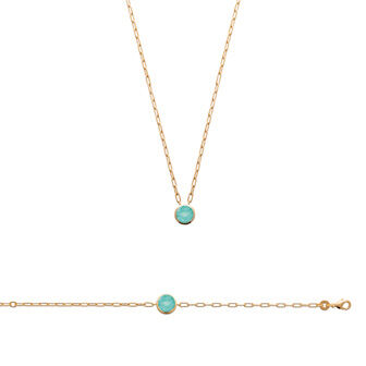 Collier en plaqué or et amazonite, 45cm