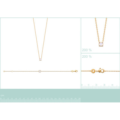 Bracelet en plaqué or et oxyde de zirconium, 18cm