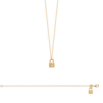 Collier en plaqué or et oxyde de zirconium, 45cm