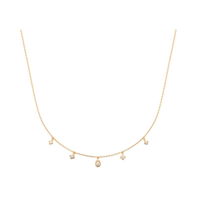 Collier en plaqué or et oxyde de zirconium, 45cm