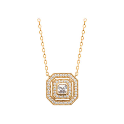Collier en plaqué or et oxyde de zirconium, 45cm