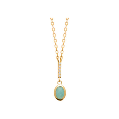 Collier en plaqué or et amazonite, 45cm