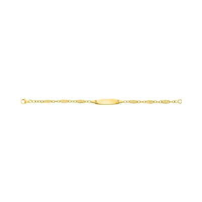 Gourmette bébé maille filigrane en or jaune, taille 14cm