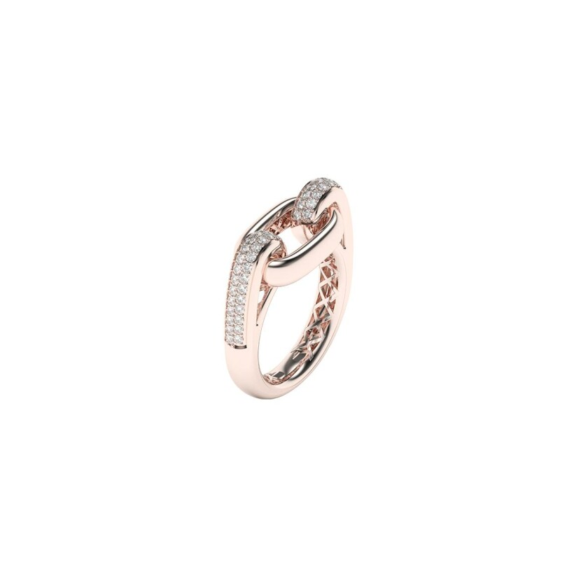 Bague maillon Frojo en or rose et diamants, taille 52