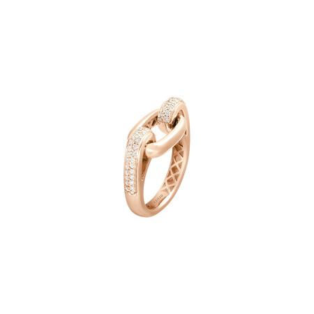 Bague Frojo Maglia or rose anneau tout or corps pavé diamants 0,60ct