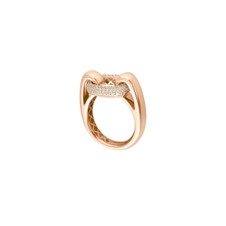 Bague Frojo Maglia or rose corps tout or, anneau pavé diamants 0,70cts