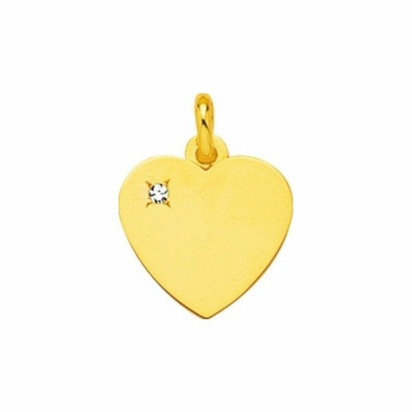 Pendentif coeur en or jaune et diamant de 0.03ct