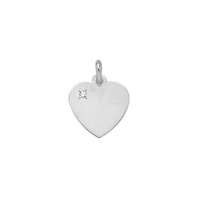 Pendentif cœur en or blanc et diamant 0.03ct