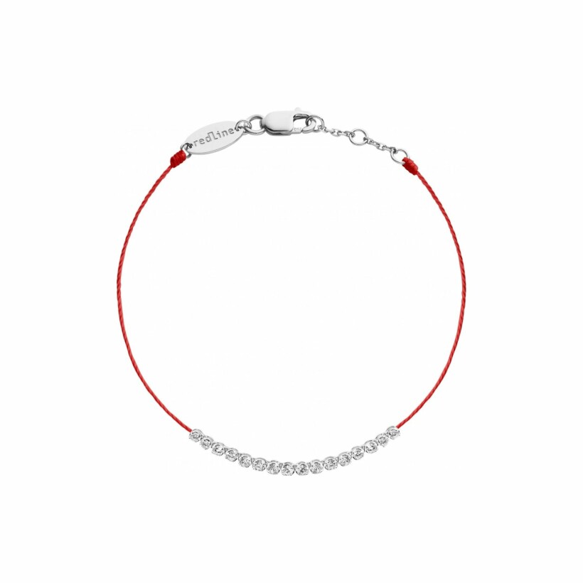 Bracelet RedLine Marilyn red cord with diamond 0.29ct claw set, white gold bracelet