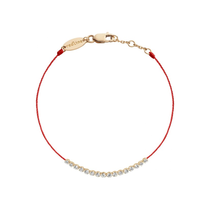 Bracelet RedLine Marilyn fil rouge avec diamant 0.29ct serti griffé, or rose