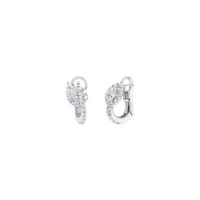 Boucles d'oreilles Héritage, petit modèle, en or blanc, diamants taille poire et diamants
