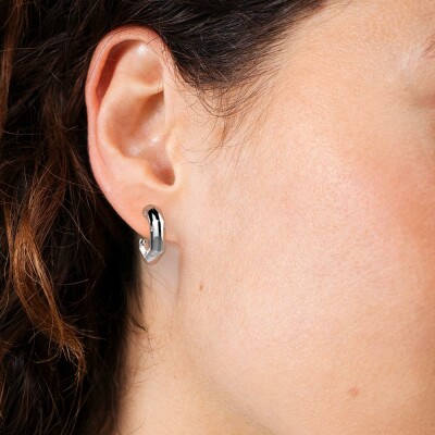Boucles d'oreilles Les Cadettes Alba en acier finition argentée et oxyde de zirconium