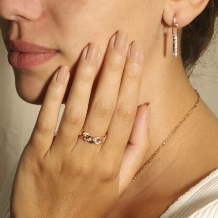 Bague Ph.Tisseront en or rose et diamants, taille 54