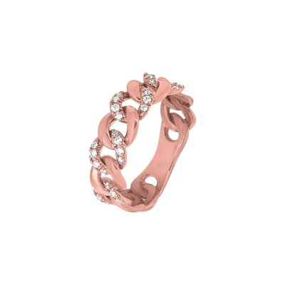 Bague Ph.Tisseront en or rose et diamants, taille 54