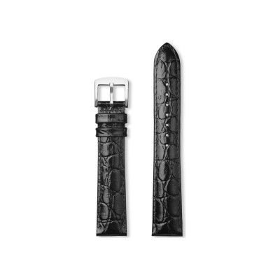 Bracelet montre Rochet Chelsea en cuir grain crocodile brillant noir - 16mm