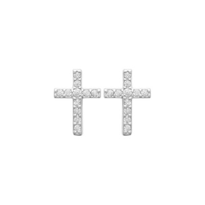 Boucles d'oreilles en argent rhodié et oxydes de zirconium