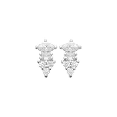 Boucles d'oreilles en argent rhodié et oxydes de zirconium