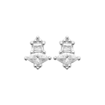 Boucles d'oreilles en argent rhodié et oxydes de zirconium