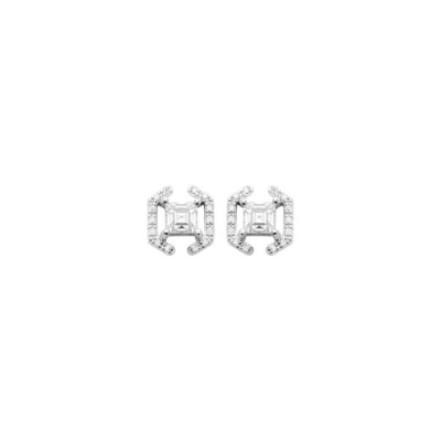 Boucles d'oreilles en argent rhodié et oxydes de zirconium