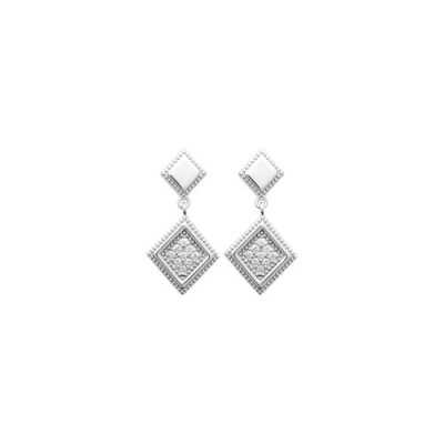 Boucles d'oreilles en argent rhodié et oxydes de zirconium