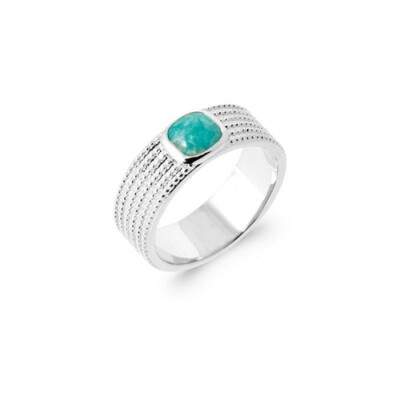 Bague en argent rhodié et amazonite