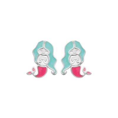 Boucles d'oreilles en argent rhodié et laque