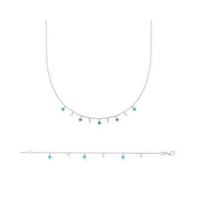 Bracelet en argent rhodié et oxyde de zirconium