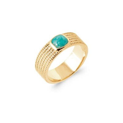 Bague en plaqué or et amazonite