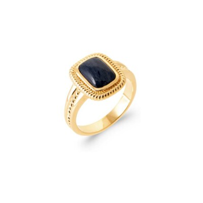Bague en plaqué or et aventurine bleue