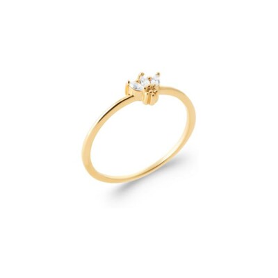 Bague en plaqué or et oxyde de zirconium