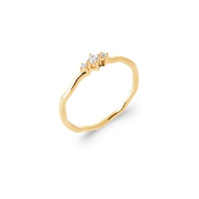 Bague en plaqué or et oxyde de zirconium