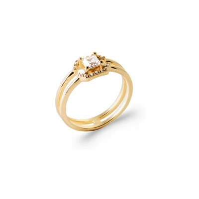 Bague en plaqué or et oxyde de zirconium