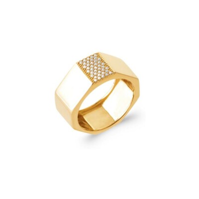 Bague en plaqué or et oxyde de zirconium