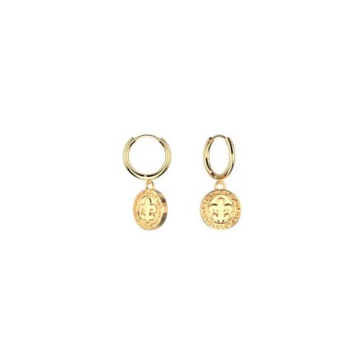 Boucles d'oreilles Les Cadettes Emblême en acier finition dorée et pierres naturelles