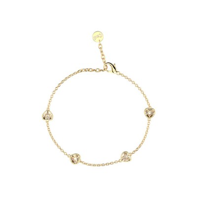 Bracelet Les Cadettes First Love en acier finition dorée et oxyde de zirconium