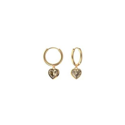 Boucles d'oreilles Les Cadettes First Love en acier finition dorée et oxyde de zirconium